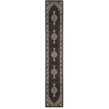 Hand-Knotted High-Quality Black and Cream Runner