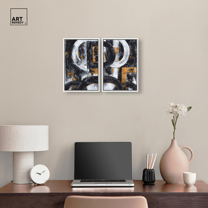 Texture Symphony Duo Canvas Print Brown Wall Art Set by Art Remedy, Black Frame, 10 x 15, H 16 po x l 11 po, White Frame