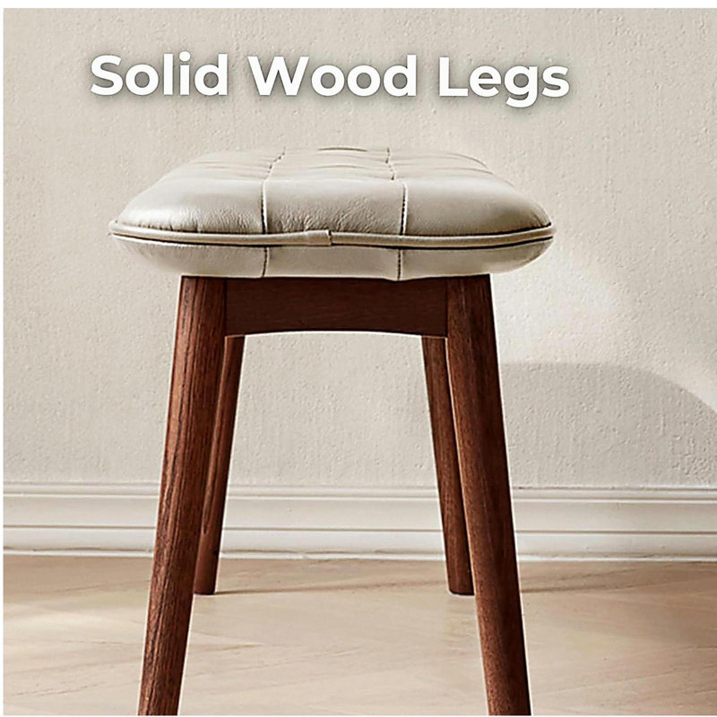 (Brun) Bois de chêne naturel pour banc de table de salle à manger avec coussin en cuir, Brun