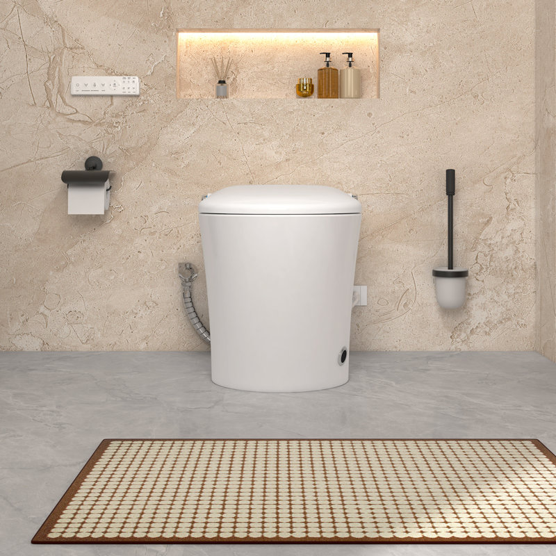 Toilette moderne ModernBath avec couvercle mains libres, chasse sans contact, siège chauffant, séchoir à air, lavage de bidet, capteur et chasse d'eau occultante (télécommande incluse)