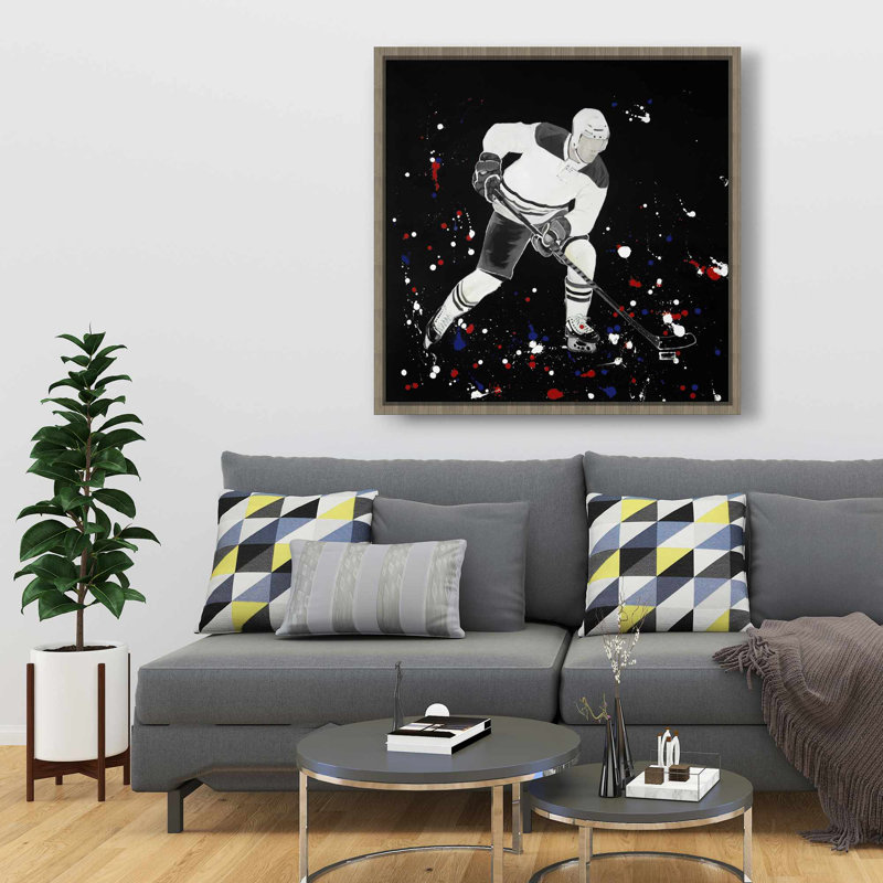 «Hockey Player Ready for Action», impression sur toile encadrée moderne