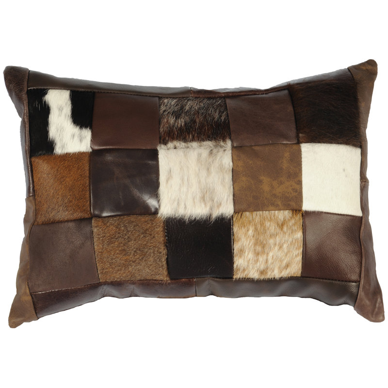 Oreiller en cuir Wooded River Patchwork (12 po x 18 po)
