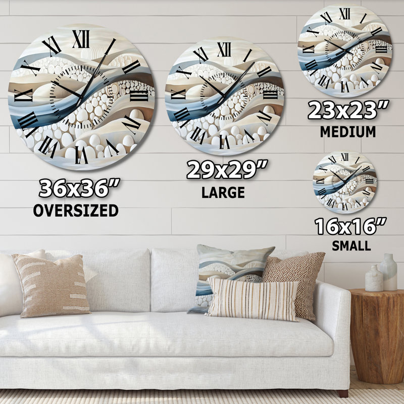 Sables ratissés du calme - Horloge murale zen en métal blanc, Petit