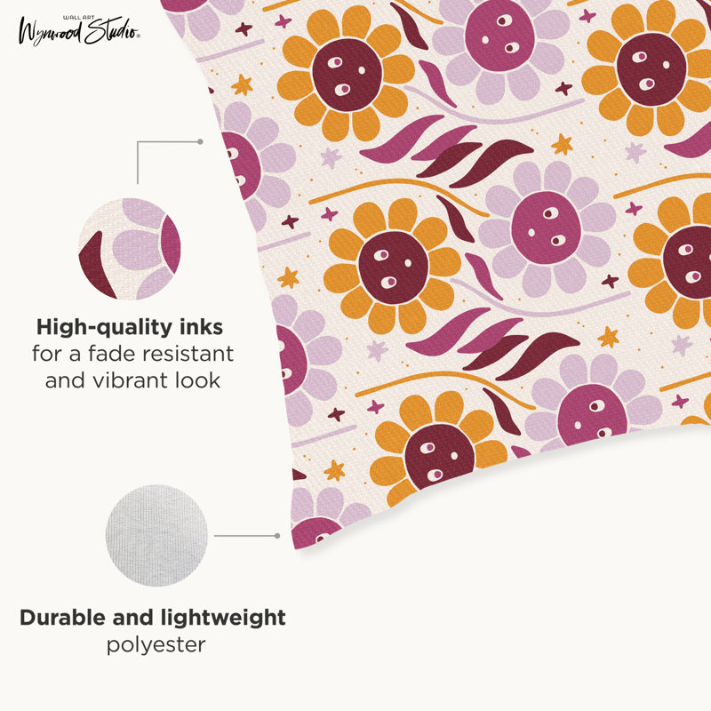 Coussin décoratif en polyester floral, Housse de coussin seulement - sans coussin