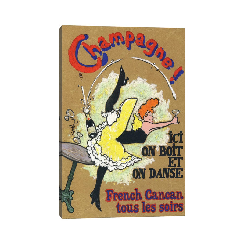 French Cancan Champagne Vintage Advertisement by Jean-Pierre Got - Wrapped Canvas Print, 45.72cm H x 30.48cm W x 1.905cm D
