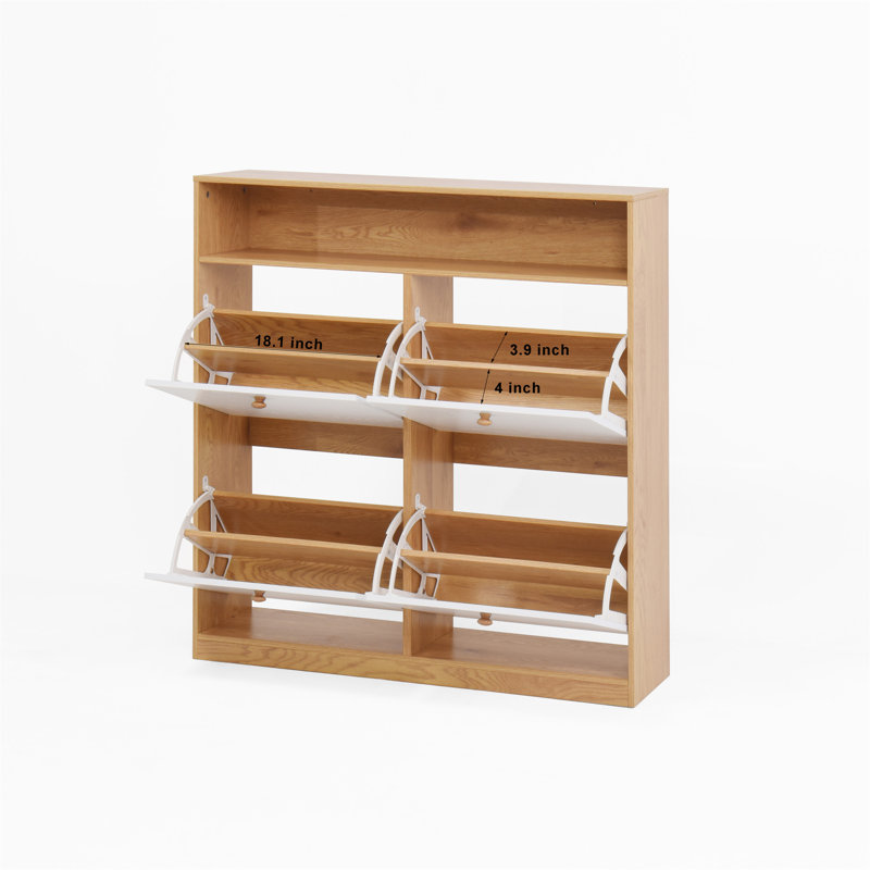 Armoire à chaussures avec 4 tiroirs rabattables, Naturel
