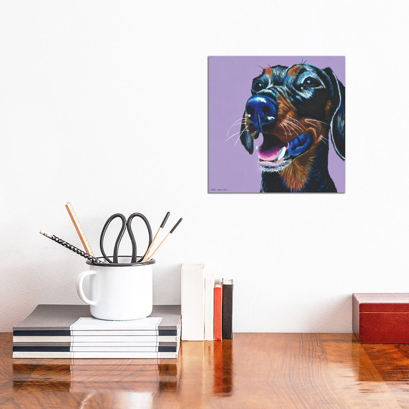 Dachshund On Lilac, Square by Kirstin Wood - Wrapped Canvas Gallery-Wrapped Canvas Giclée, 30.48 cm H x 30.48 cm W
