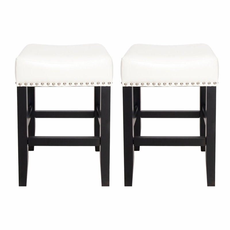 Tabouret de comptoir 26 po en cuir ivoire sans dossier (ensemble de 2), Tabouret de comptoir (siège d'une hauteur de 26 p