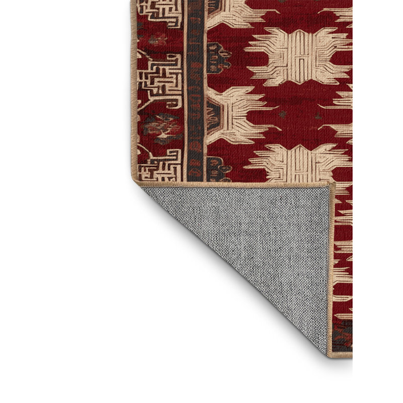 Tapis art déco brun lavable à la machine, Carré 6 pi
