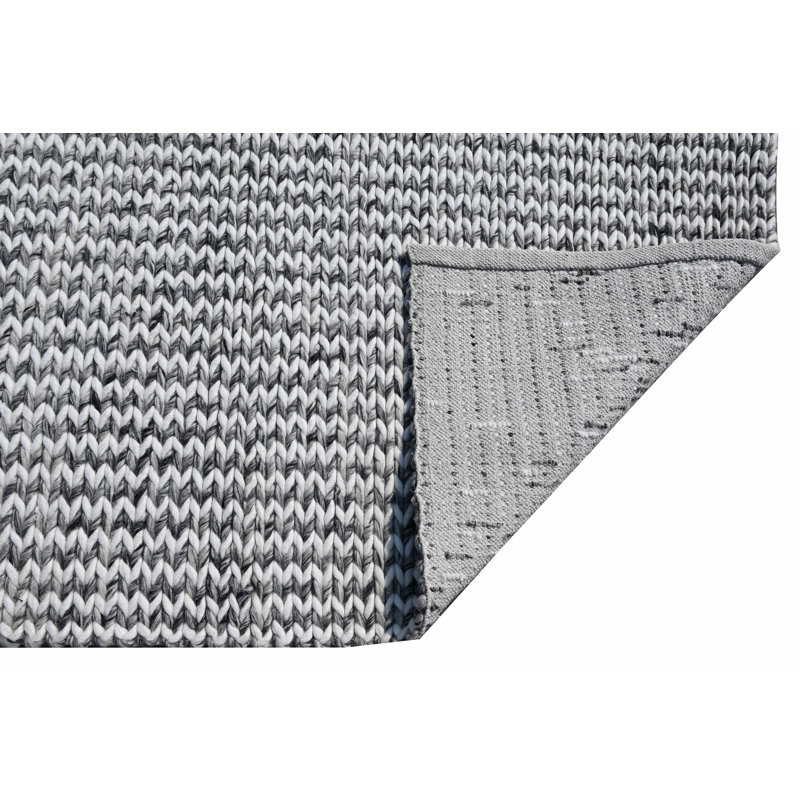 Tapis rectangulaire gris en laine fabriqué à la main à motif de chevrons Jovany, Rectangle 7 pi 6 po x 9 pi 6 po