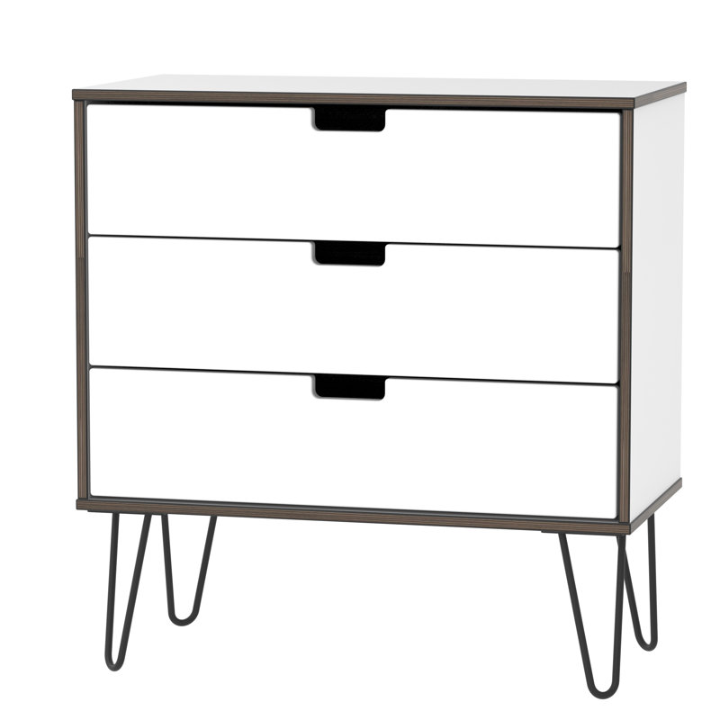 Fully Assembled Fairbury 3 Drawer Chest, White Gloss