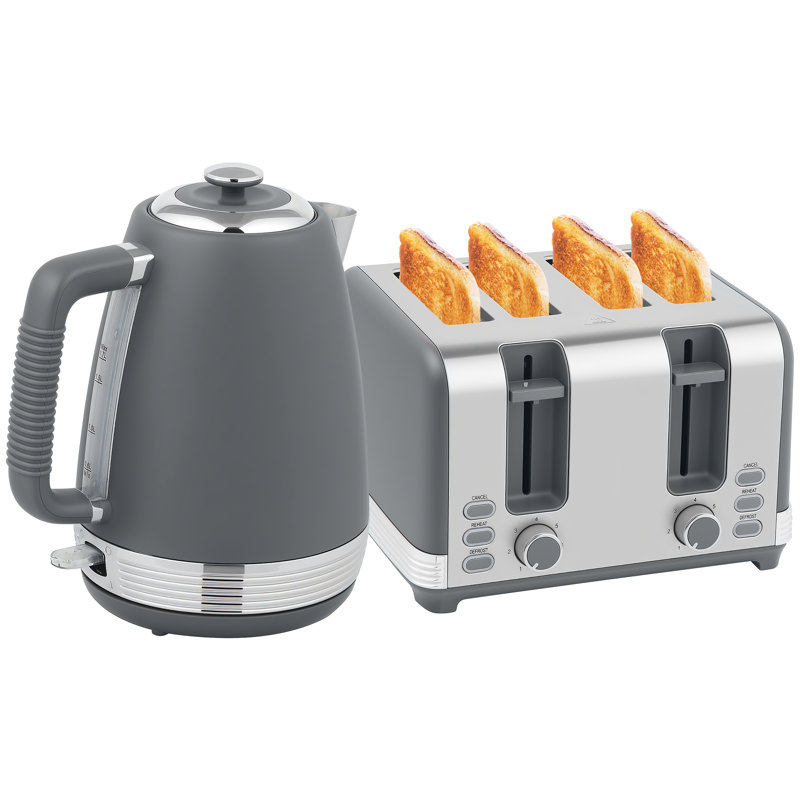 Kettle and Toaster Set, Grey