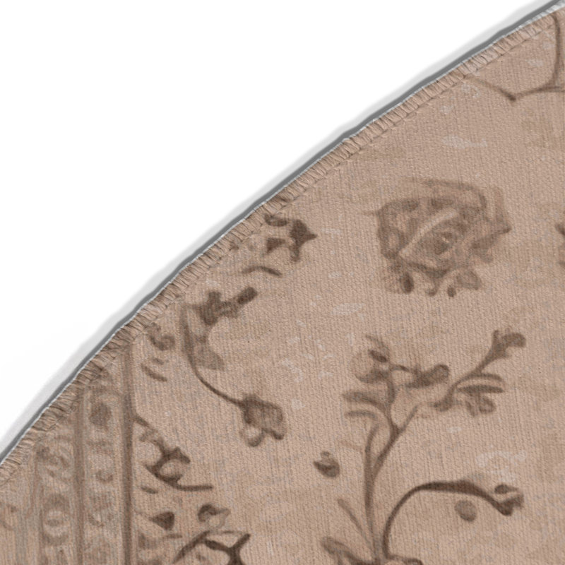 Tabriz Beige Indoor and Outdoor Area Rug, Round 5'