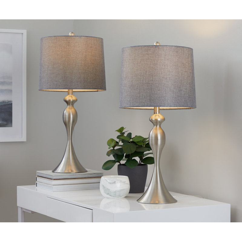 Ensemble de lampes de table Pennsylvania, Nickel brossé, Gris