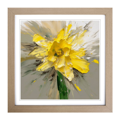 Daffodil Gestural Art No.3 - Single Picture Frame Print on Wood