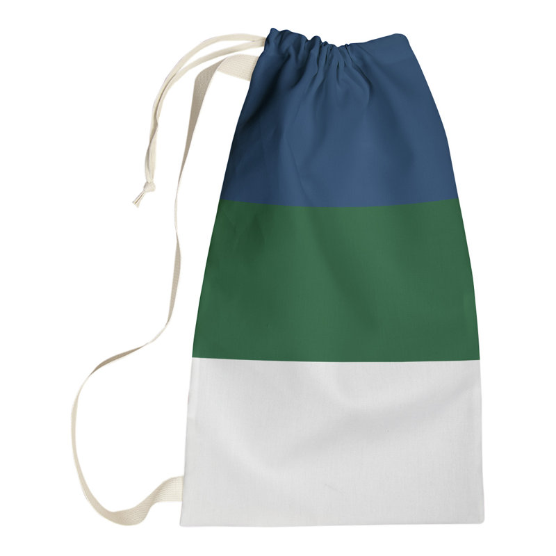 Utah Fabric Laundry Bag with Handles, Small ( 29" x 18" x 1.5"), Navy/Green/White
