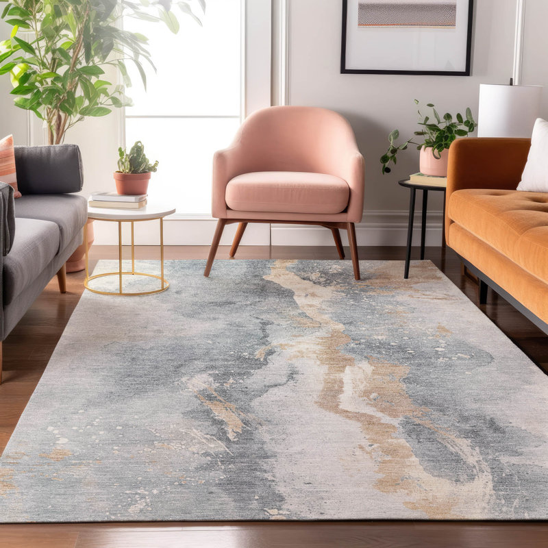 Premium Machine Washable Varroville AMF1712 Abstract Rug, Rectangle 9' x 12'