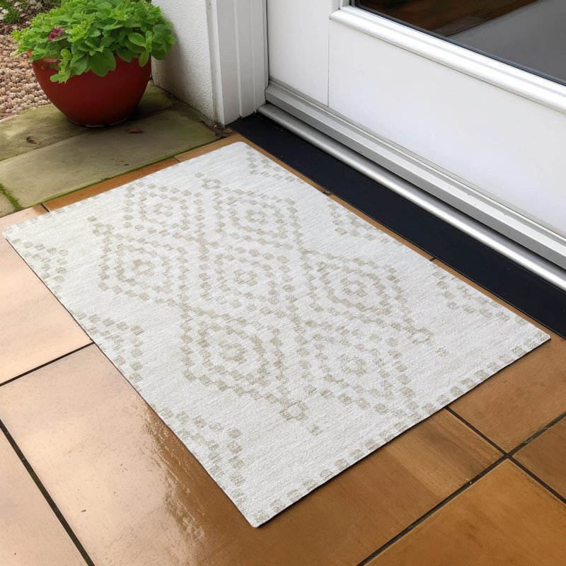 Malek Indoor/Outdoor Area Rug with Non-Slip Backing, Rectangle 1'8" x 2'6"