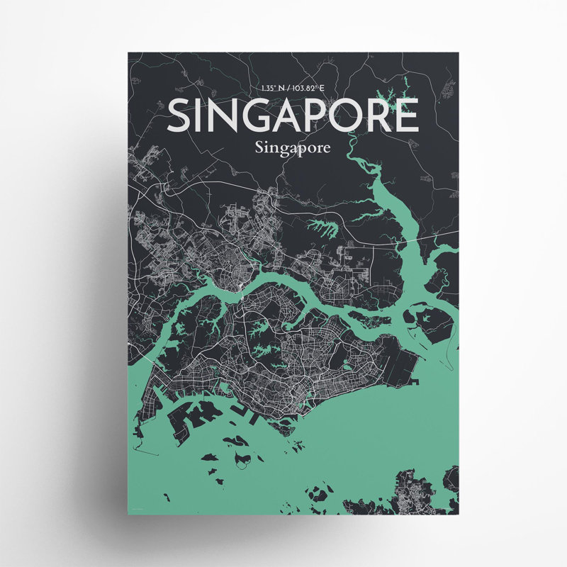 Singapore City Map In Dream - No Frame Print, 27.6cm H x 19.7cm W x 0.05cm D