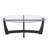 48" Oval Glass Top Coffee Table, Modern Black Frame Center Table for Living Room Office Apartment-1412084104