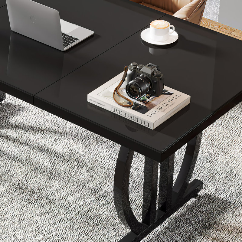 63'' Large Computer Desk Meeting Table Office Desk Workstation 4-6 People Heavy Duty Metal Frame