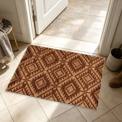 Tapis brun de style Sud-Ouest brun pour le salon, doux et confortable, adapté à toutes les saisons, facile à entretenir, tapis de sol intérieur lavable à la machine, sous la table de ferme convenant à la chambre à coucher, à la salle à manger, au bureau, au balcon, au patio