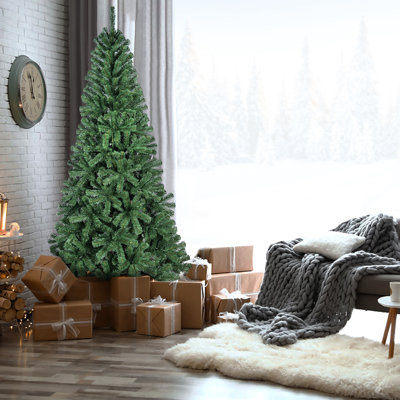 Arbre de Noël artificiel de 8 pi avec 1136 pointes denses, branches articulées pour tracas - installation, support en métal robuste, grandes petites pièces et conception compacte des Fêtes, installation facile, appartement parfait,