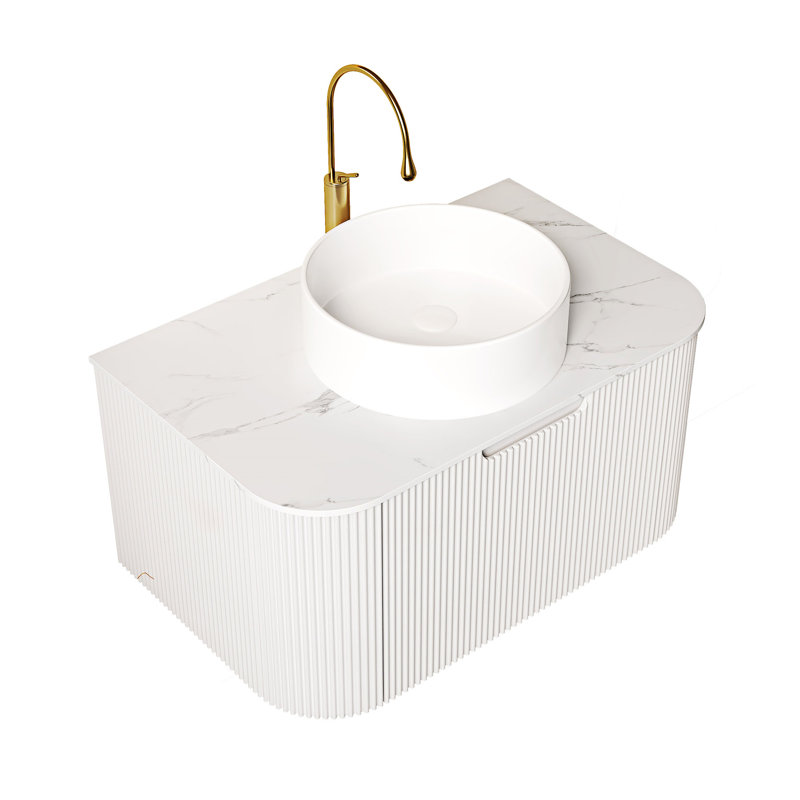 Meuble-lavabo mural flottant avec lavabo, Blanc, 30"