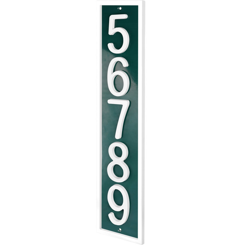Plaque d'adresse verticale encadrée en aluminium Royal Shade - numéros de maison personnalisés à 3/4 chiffres pour des espaces intérieurs et extérieurs élégants