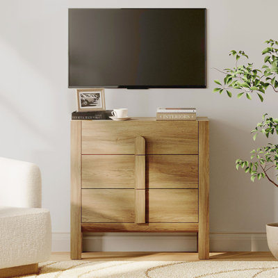 31.5" Mid-Century Modern TV Stand, Dresser With 3 Drawers, Wooden TV Console With Storage For Living Room,Bedroom