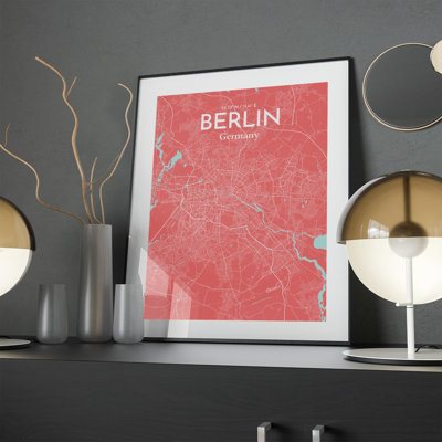 Berlin City Map in Maritime 1 Piece Wall Art