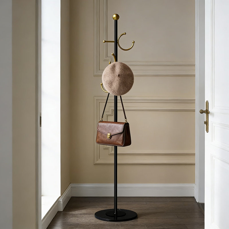 Modern Freestanding Coat Rack With Marble Base And Gold Hooks, Heavy Duty Entryway Coat Tree Stand For Hanging Clothes, Hats, Bags, And Accessories