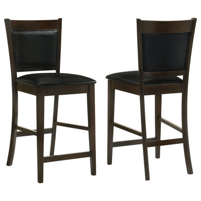 Reeves Upholstered Counter Height Stools Black And Espresso (Set Of 2) by Red Barrel Studio