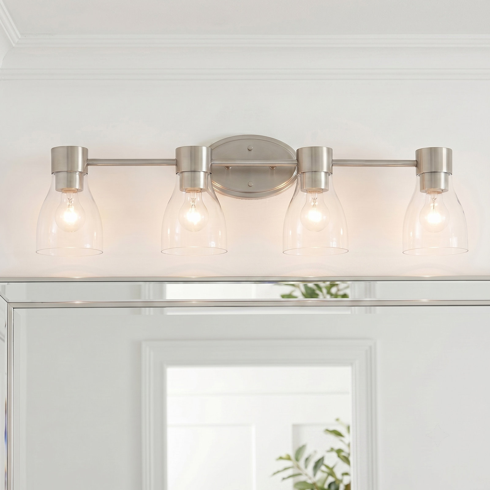 Jessa Dimmable Vanity Light, 4, Brushed Nickel