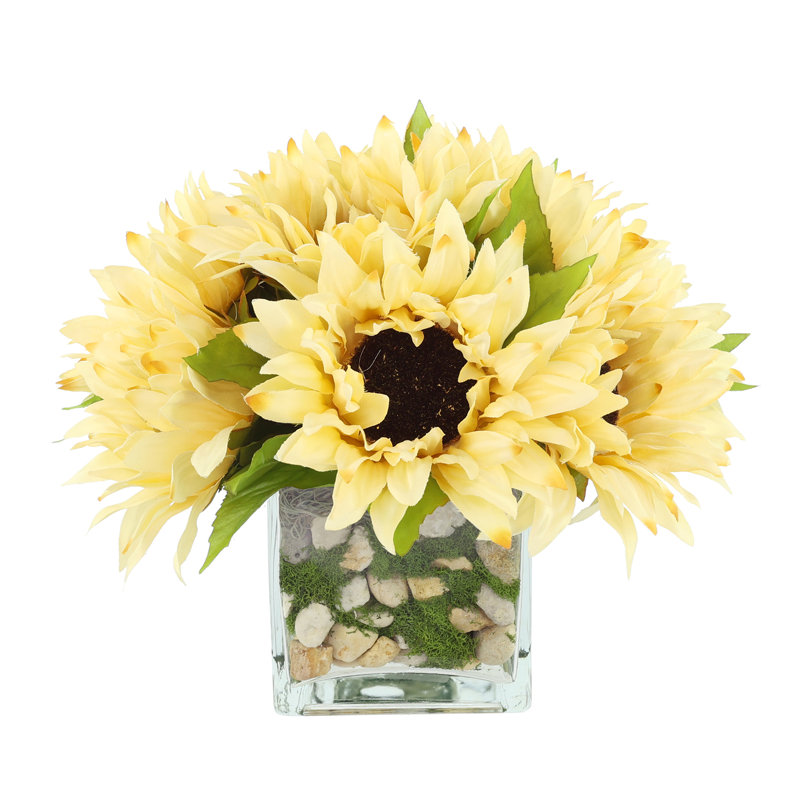 Faux Sunflowers in Vase, Beige