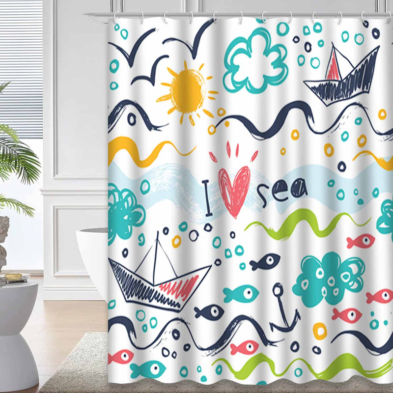 Rideau de douche imperméable à l'eau avec 12 crochets, L 72 po x l 72 po