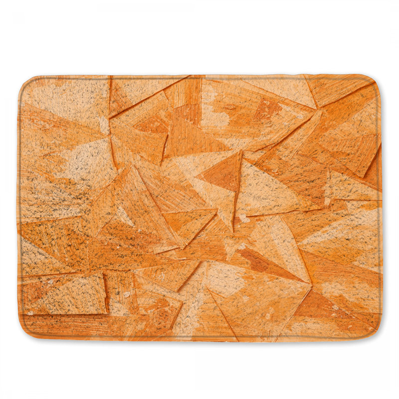 Tapis de bain orange à motif géométrique abstrait, L 24 po x L 17 po