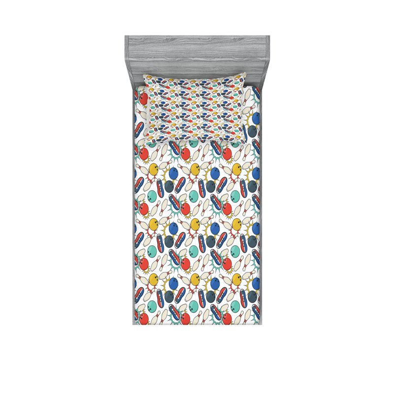 Multicolore drap-housse et coussin décoratif Ambesonne, Ensemble de draps-housses pour lit simple + 2 taie