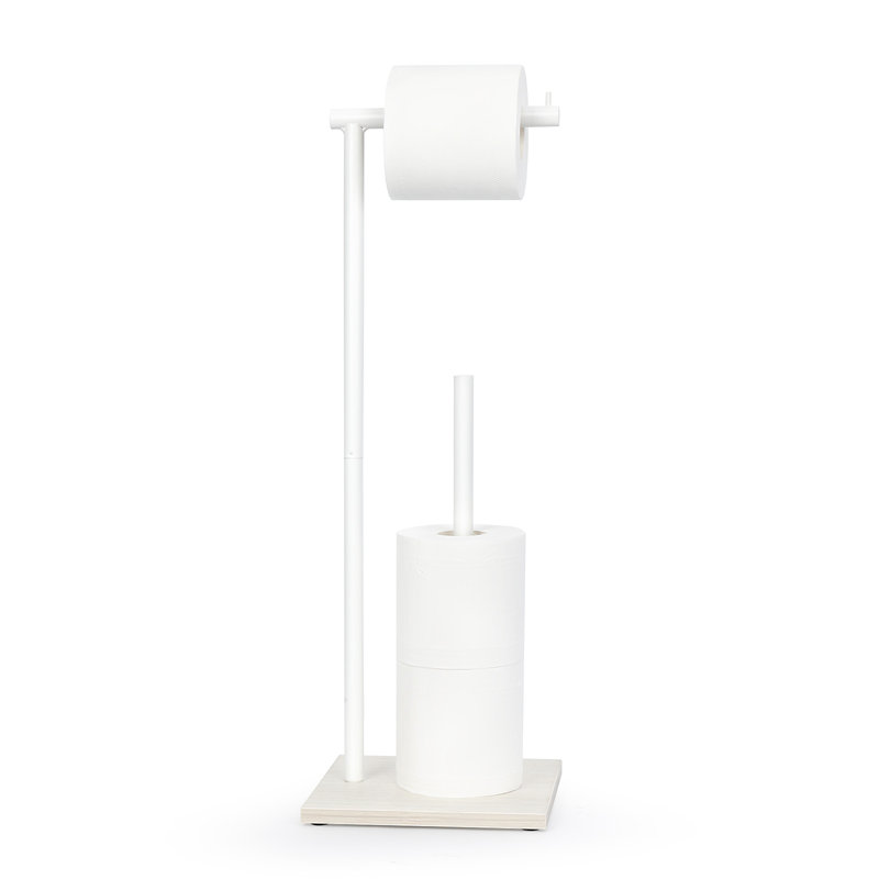 Porte-papier hygiénique sur pied en bois, Blanc