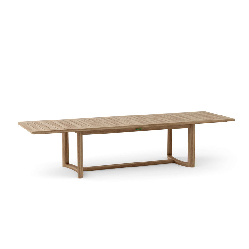 Outdoor 13 - Piece Teak Dining Set with Cushions, Light Gray