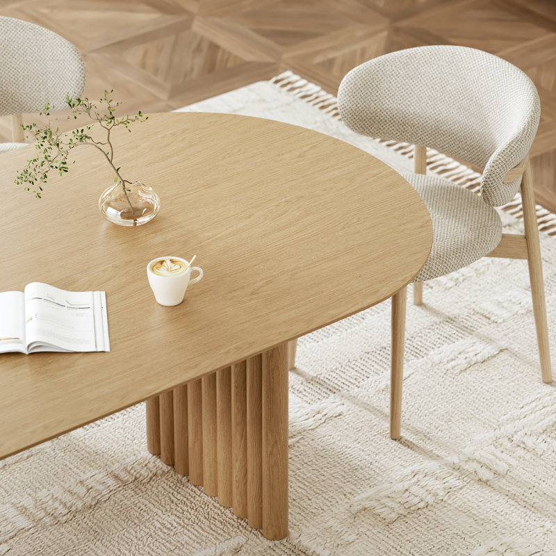 79" Soild Wood Dining Table with Double Pedestal Base &  Oval Tabletop , Oak