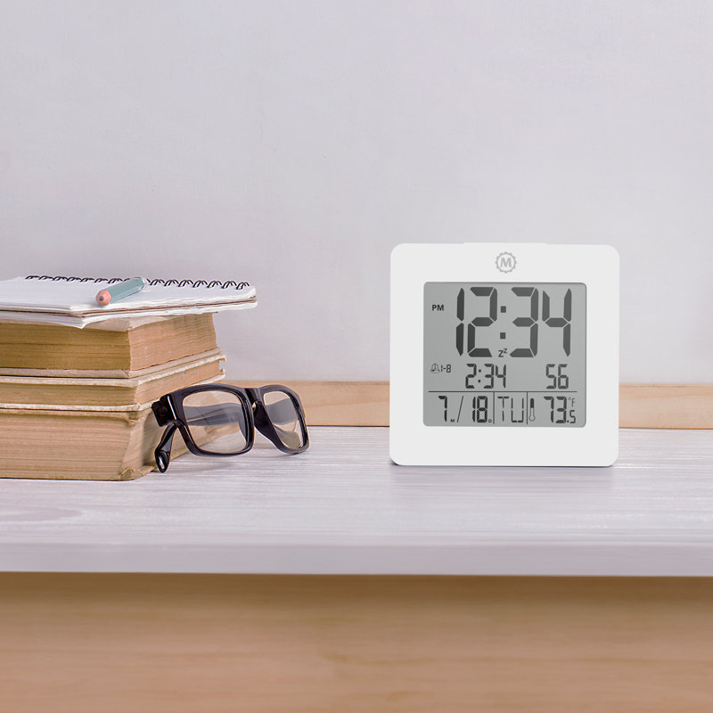 Digital Electric Tabletop Clock with Alarm, White
