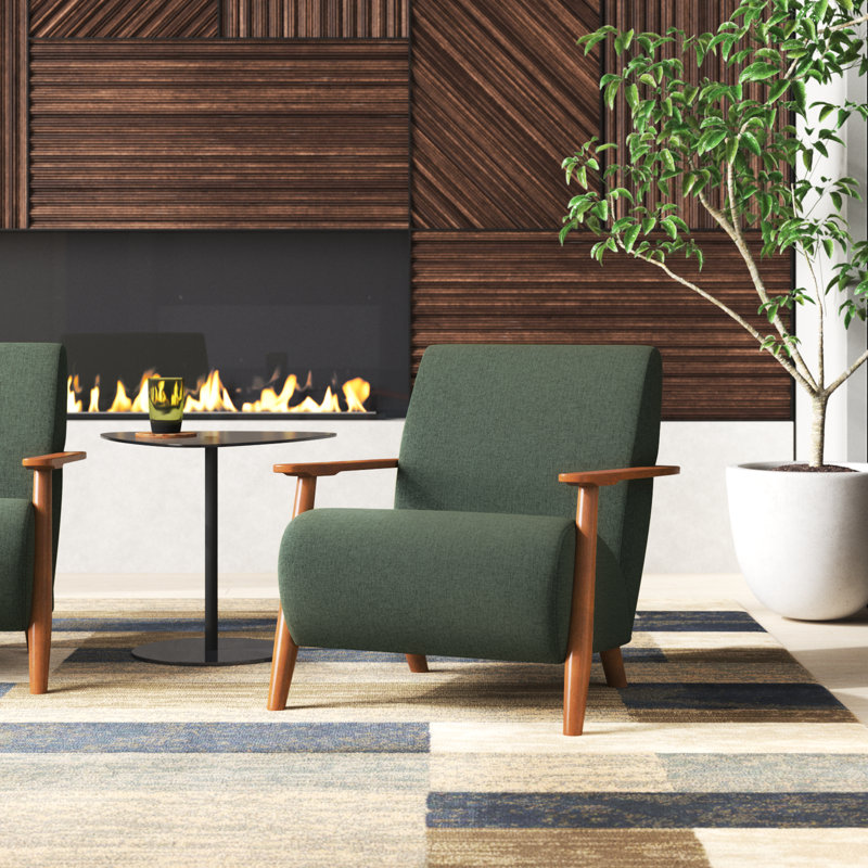Ensemble de 2 fauteuils rembourrés Andablo, Lin vert