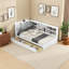 Lit plateforme en bois avec tête de lit, tablettes et 2 tiroirs-934610546