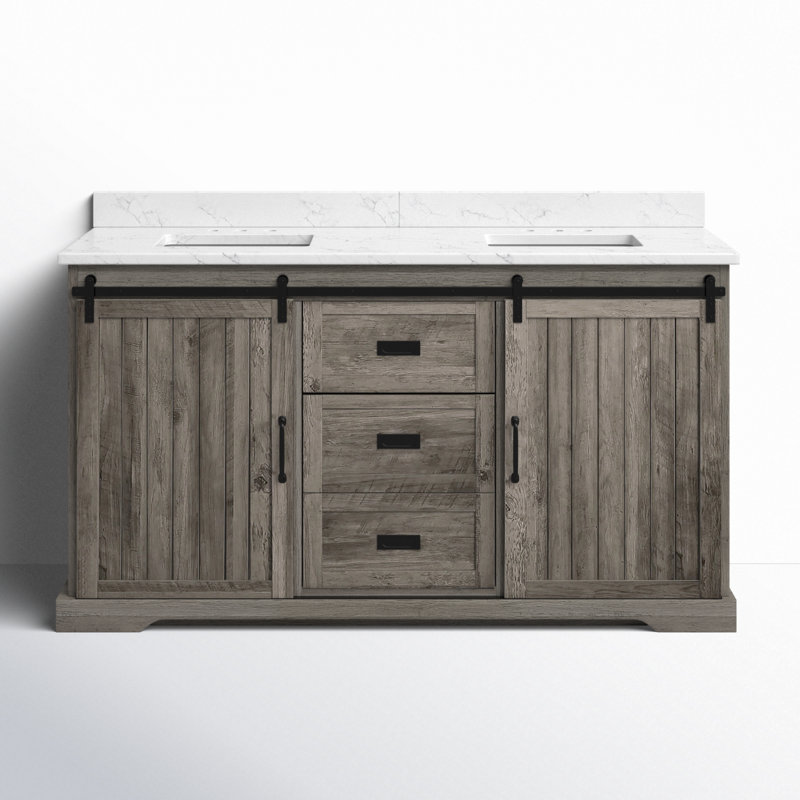 Ensemble de meuble-lavabo double 60 po Cayden, Blanc de Carrare