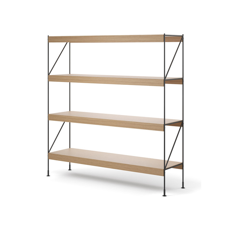 Zet Etagere Bookcase, (4 Shelves) 62.2" H x 60.2" W x 15.7" D, Natural Oak