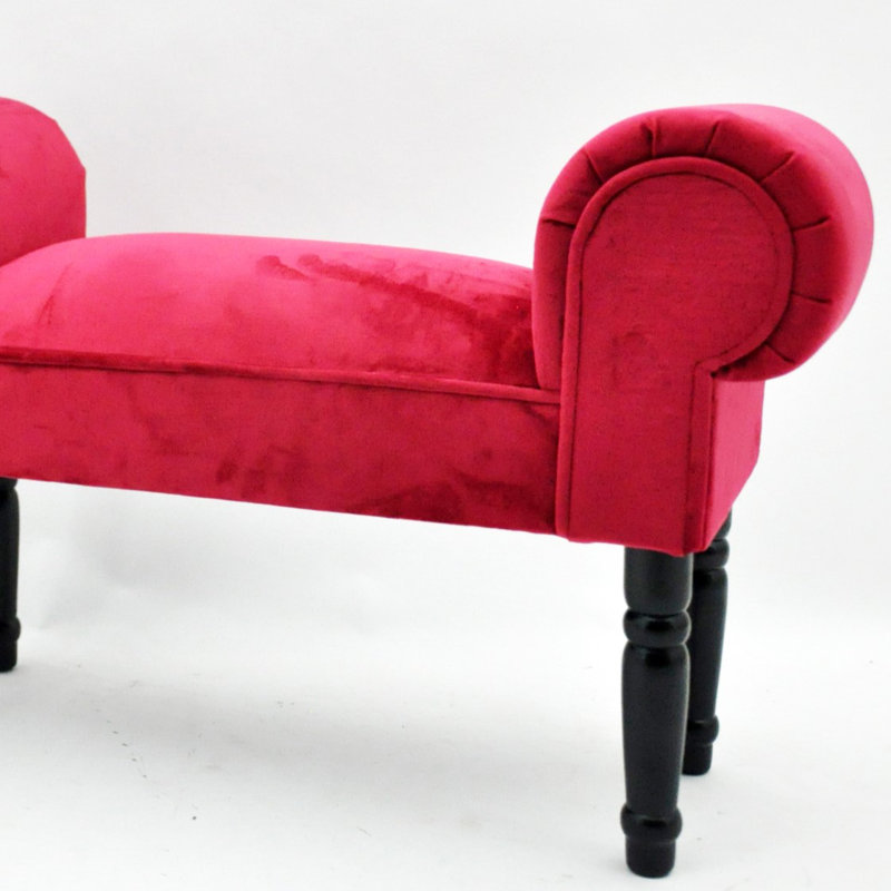 Elegant  Caius Upholstered Bedroom Bench, Solid Colour, Wooden Legs, Stylish Seating, Durable and Comfortable Design, Red