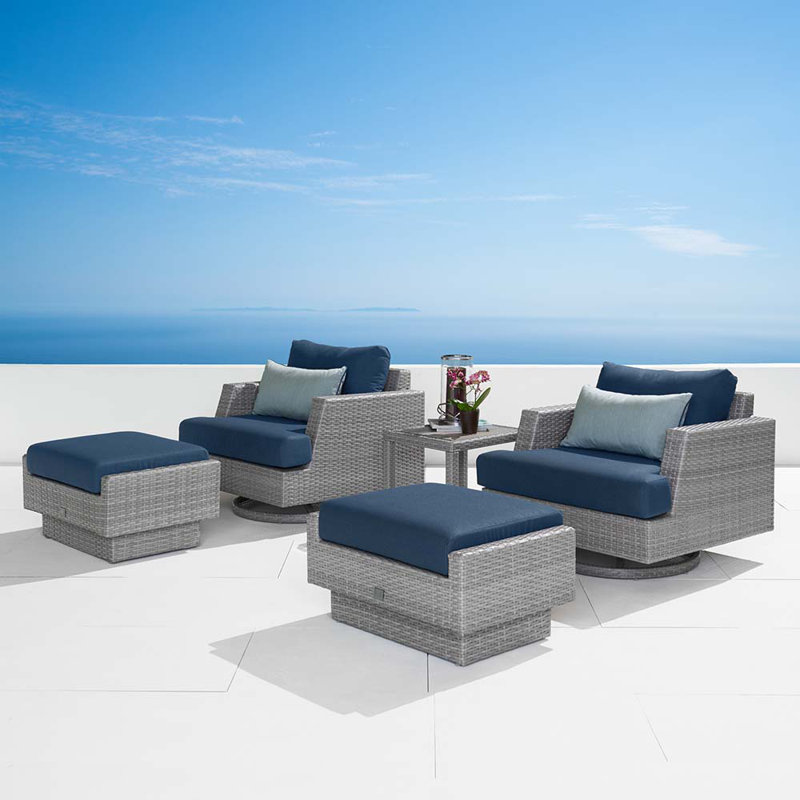Ehrenfried 2 - Person Patio Conversation Set with Cushions, Canvas Spa Sunbrella® Canvas