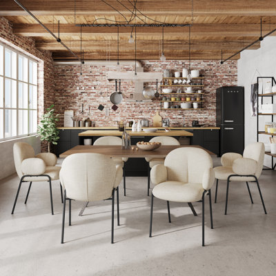 Anston 46cm H Linen Upholstered Metal Armchair