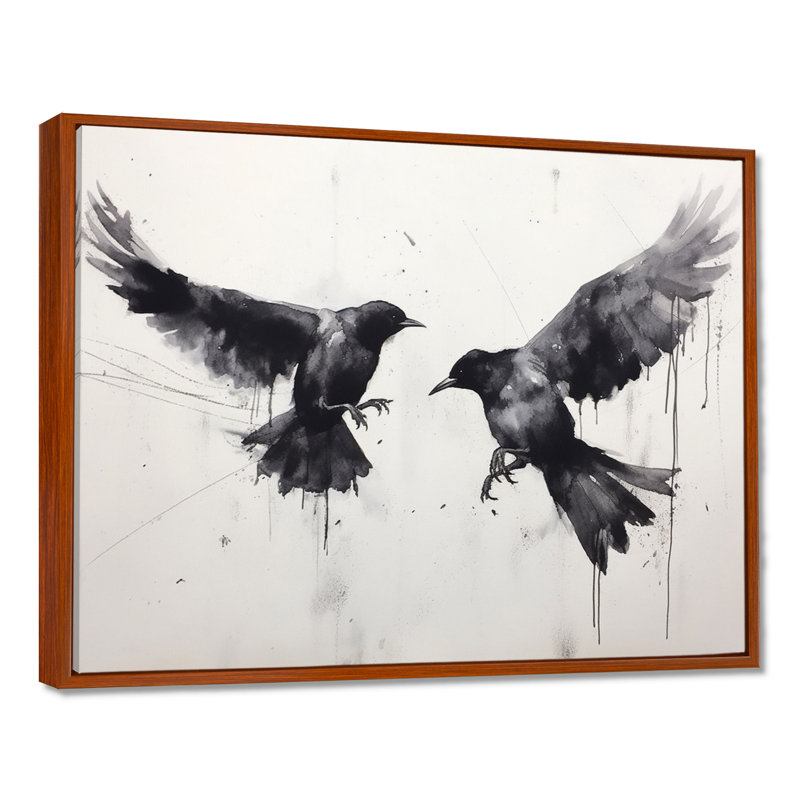 Impression sur toile, corbeau mystique - Mystic Ravens I, H 30 po x l 40 po x P 1,5 po, Cadre flottant brun